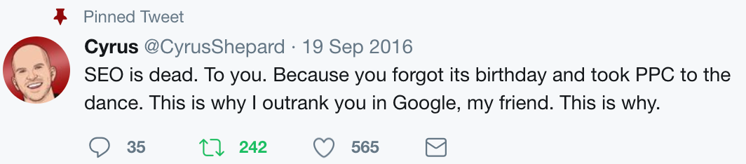 Cyrus Sheppard SEO is dead tweet Cyrus Sheppard SEO is dead tweet